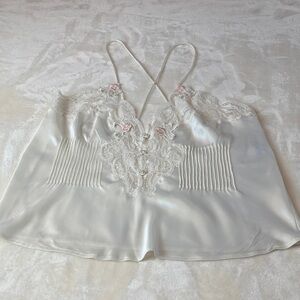 Elegant Vintage CC COURTENAY Lingerie  Satin & Lace Cami Top Size L- Oh la la!